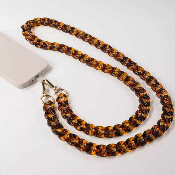 Resin Link Chain Phone Crossbody Strap - Tortoise: GEMS Accessory for Phones